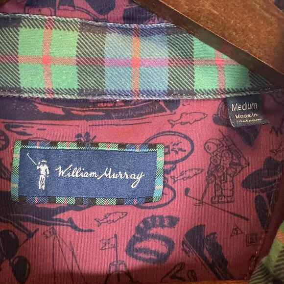 William Murray Men’s M Golf Polo Shirt Maroon Crazy Print Stretch Performance - Picture 3 of 11